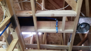 Master shower ceiling box for plumbing