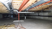 Crawlspace ducts are sealed with mastic for more efficient air delivery