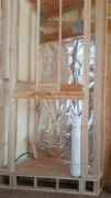 Insulation behind fireplace framing
