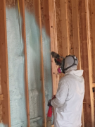Starting closed cell foam application for moisture & air infiltration contrl