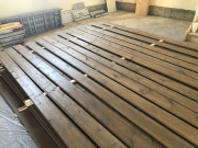 Tongue & groove boards for ceiling stained in garage