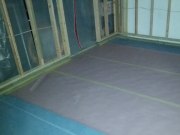Floor is protected before drywall