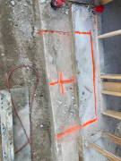 Old basement footer cuts marked