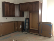 Kitchen cabinets installation in progress