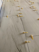 New floor tile set in entry
