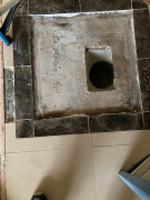 Removed column exposing hidden return air duct at floor