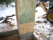 Bottom of box columns with treated plywood for better building practices