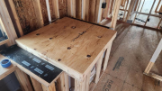 Tub protected with three-quarter inch plywood lid