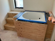 Soaking tub prepped for IPE (iron wood decking)