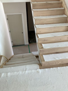 Stairs covered with protective material