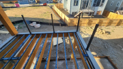 Deck railing posts are installed