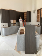 Kitchen shelves being installed