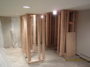 Bathroom walls are framed