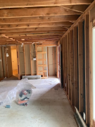 Living room toward entry door after asbestos mitigation