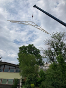 Crane placing trusses